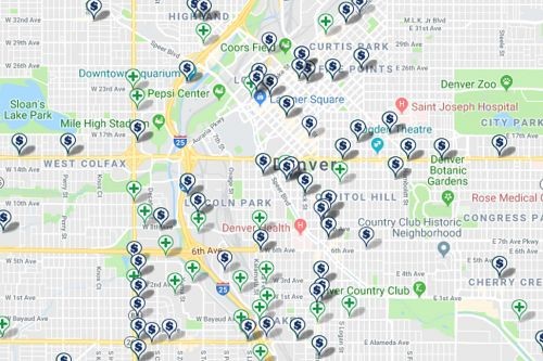 Denver active cannabis license map
