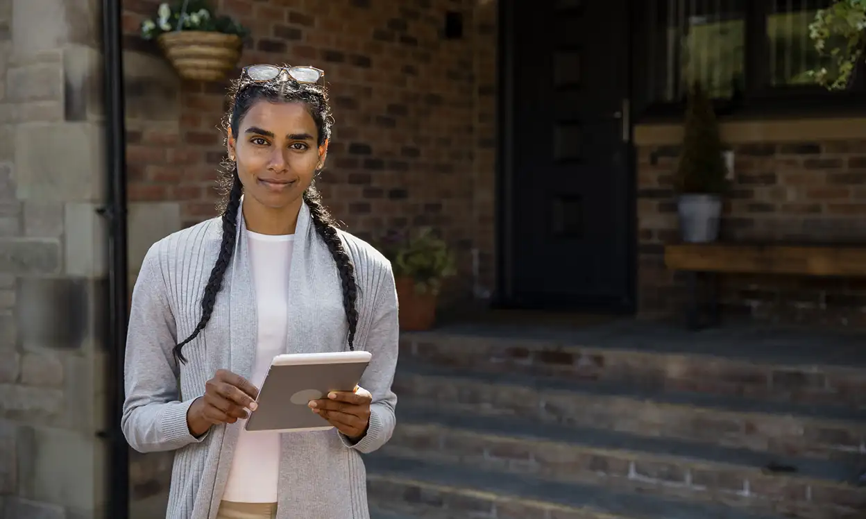 woman with ipad