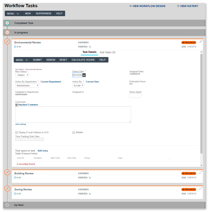 workflow tasks screen