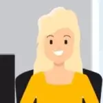 animated woman at desk